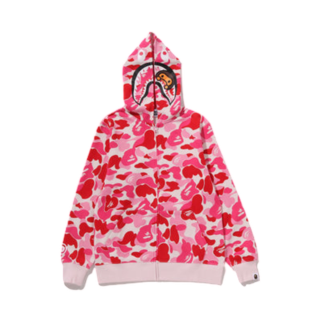 (키즈) 베이프 ABC 카모 마일로 샤크 집 후드 핑크((Kids) BAPE ABC Camo Milo Shark Zip Hoodie Pink) - 1