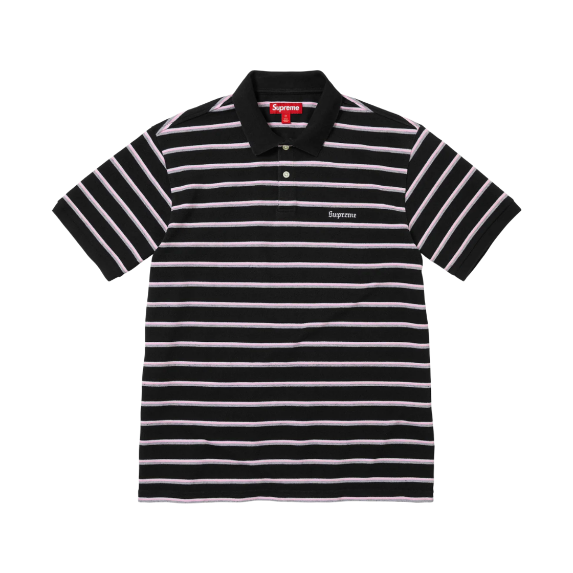 슈프림 워시드 스트라이프 폴로 블랙 - 26SS