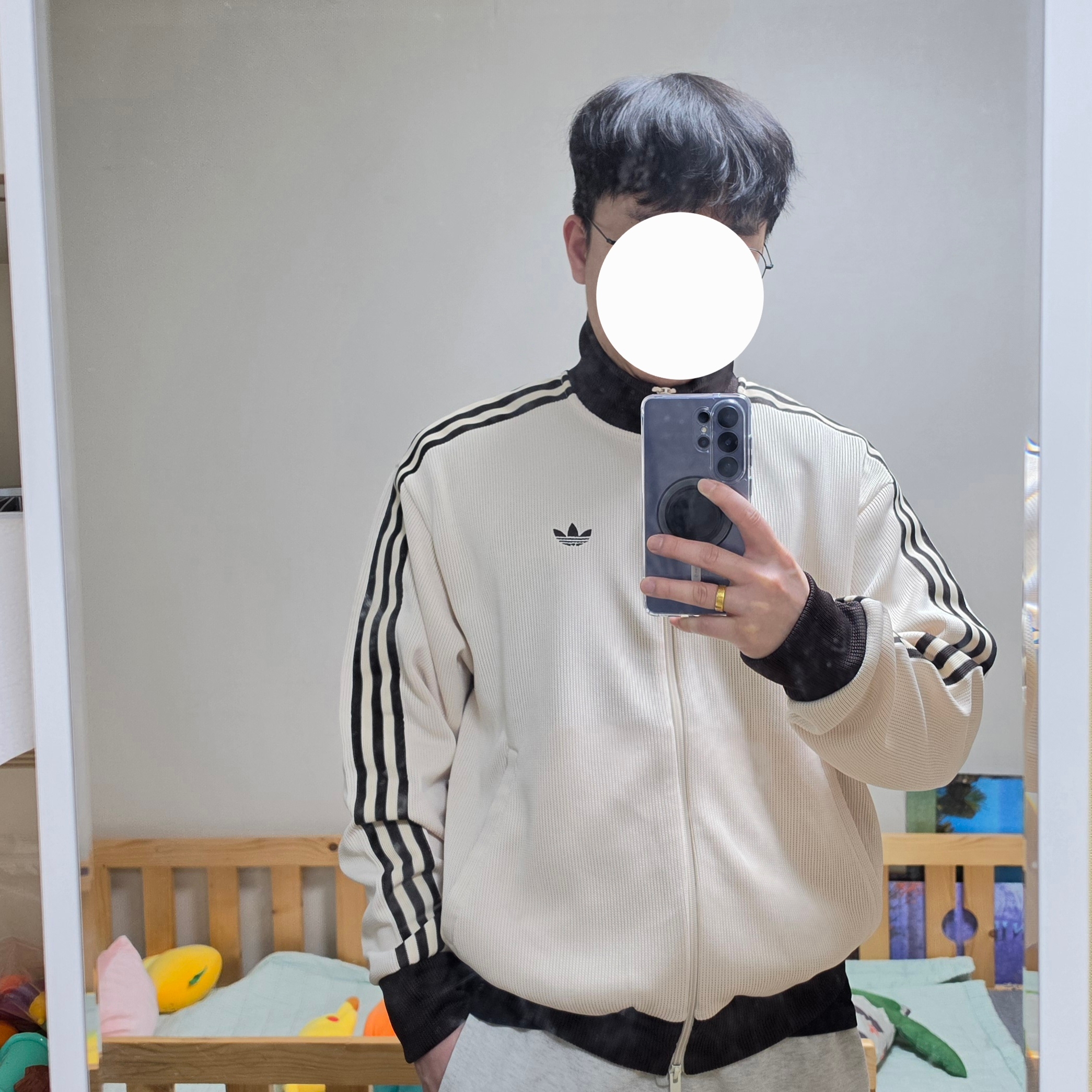 Adidas Originals FB Knit Track Top Wonder White - KR Sizing 착용 스타일
