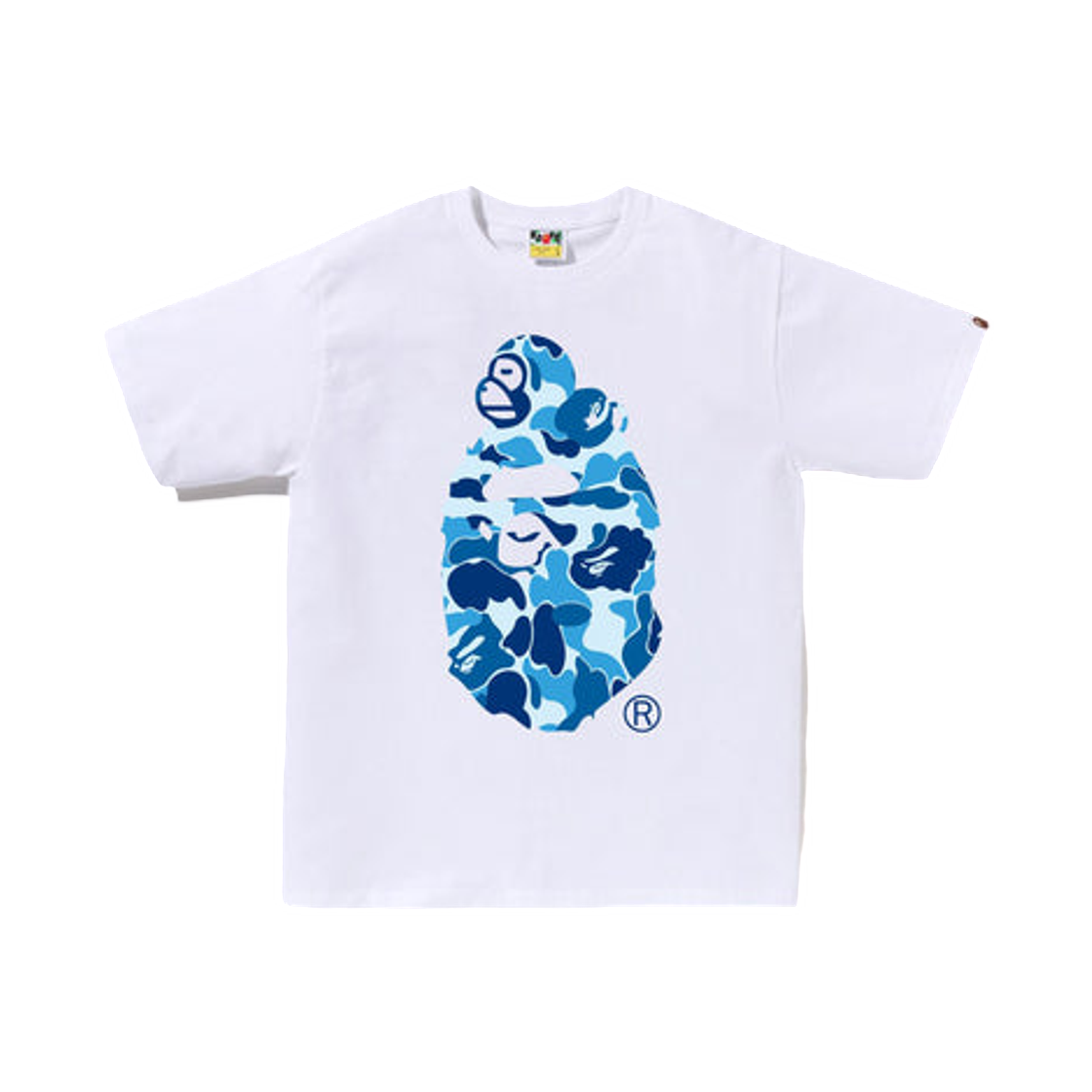 베이프 ABC 카모 마일로 온 빅 에이프 티셔츠 화이트 블루(BAPE ABC Camo Milo On Big Ape T-Shirt White Blue) - 1