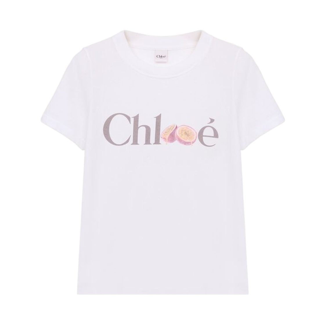 (W) 끌로에 코튼 저지 베이비 핏 로고 티셔츠 화이트((W) Chloe Cotton Jersey Baby Fit Logo T-Shirt White)