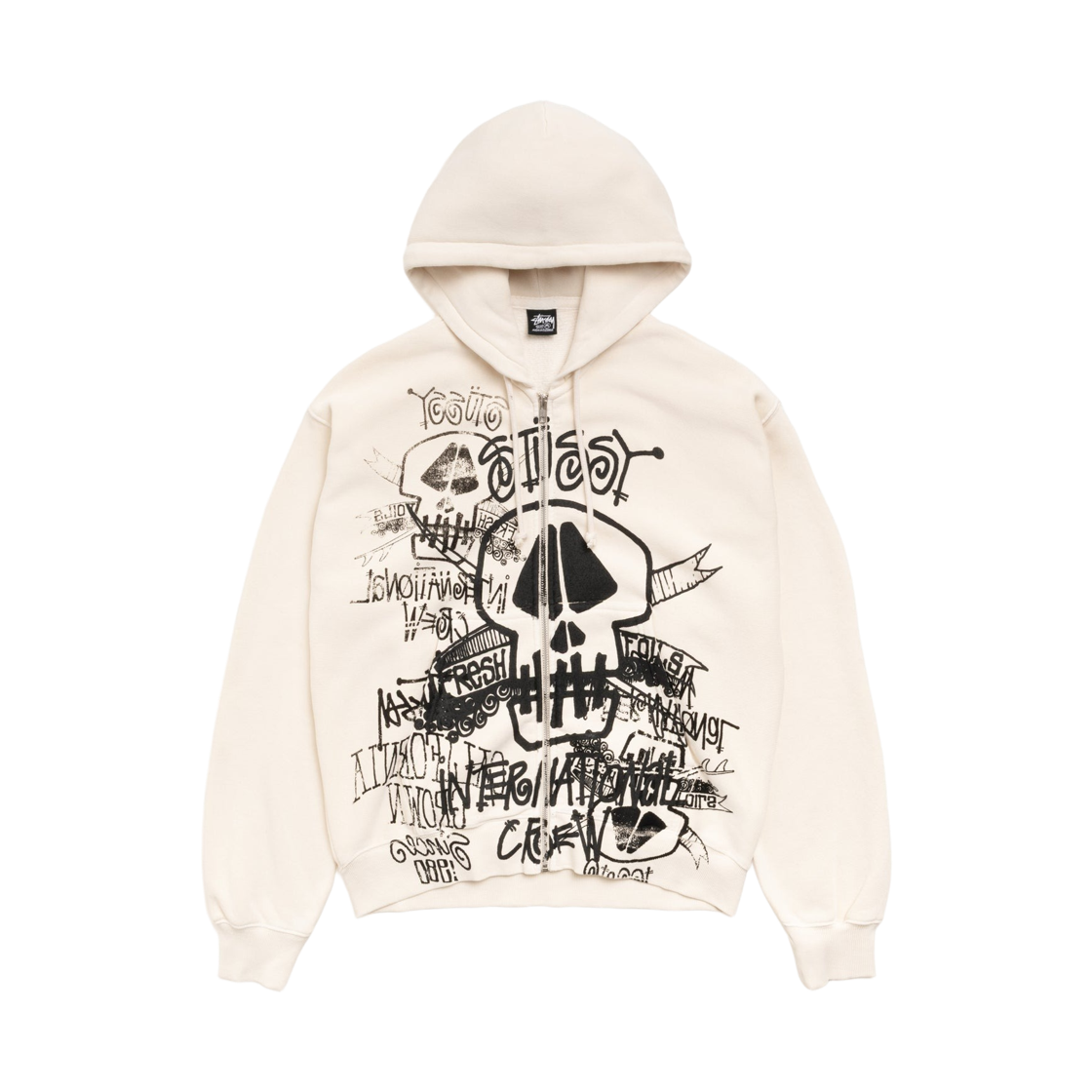 스투시 스컬 피그먼트 다이드 집 후드 본