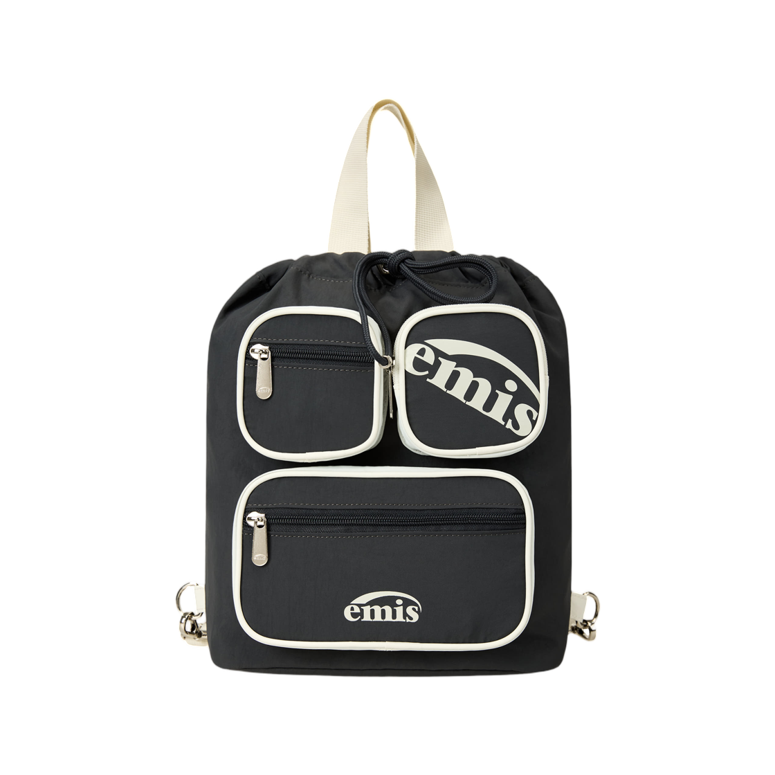 이미스 나일론 컬러 블록 백팩 차콜(Emis Nylon Color Block Backpack Charcoal)