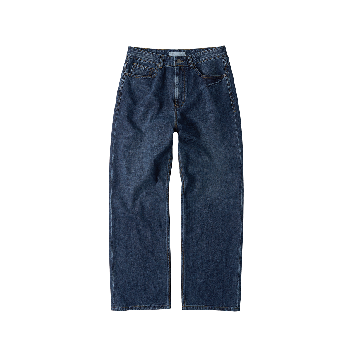 조우 루즈 스트레이트 바이커 팬츠 워시드 네이비(CHOWOO Loose Straight Biker Denim Pants Washed Navy)