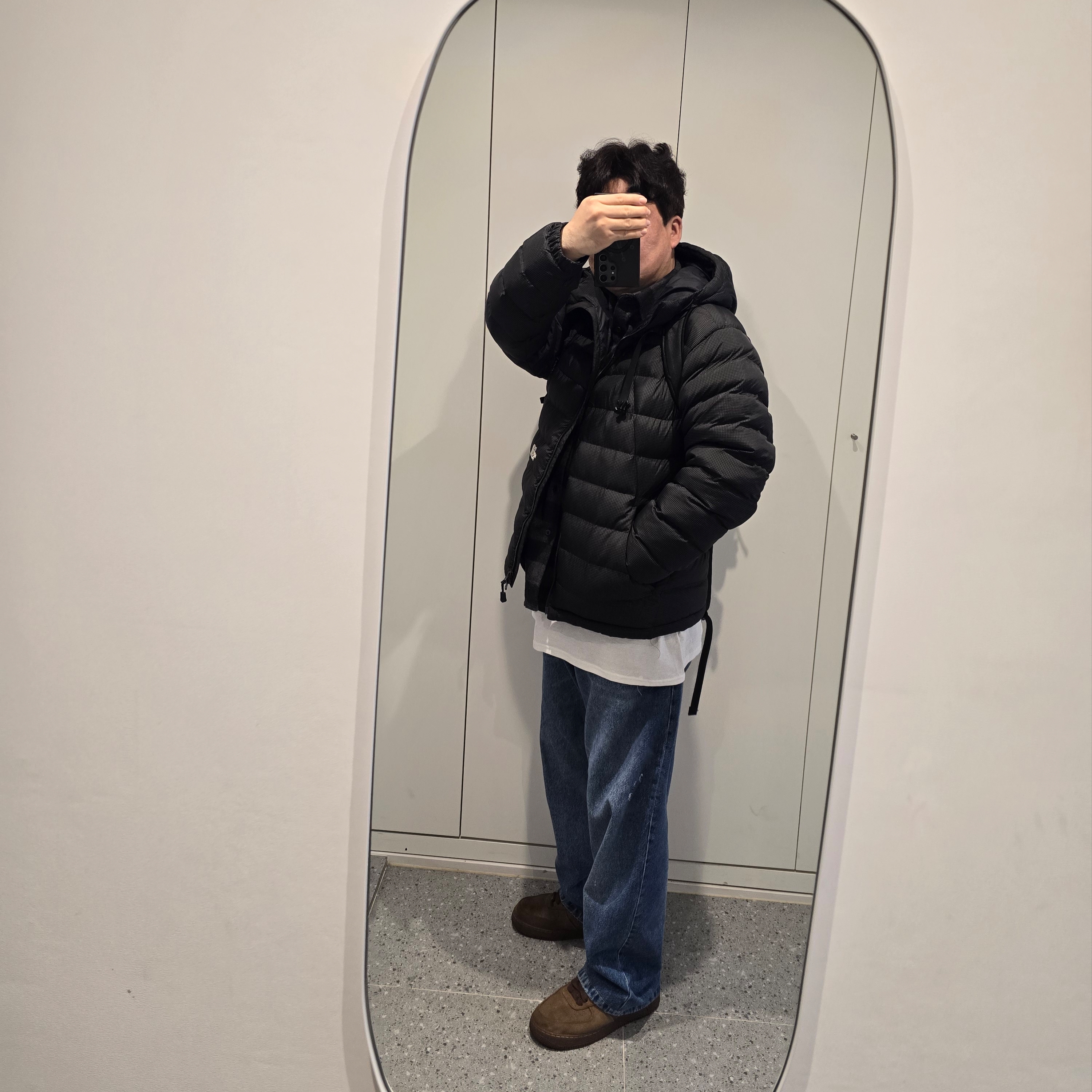 (W) Nike Air Force 1 '07 Cacao Wow, IAB Studio Gingham Check Shirt Black White 착용 스타일 - 3