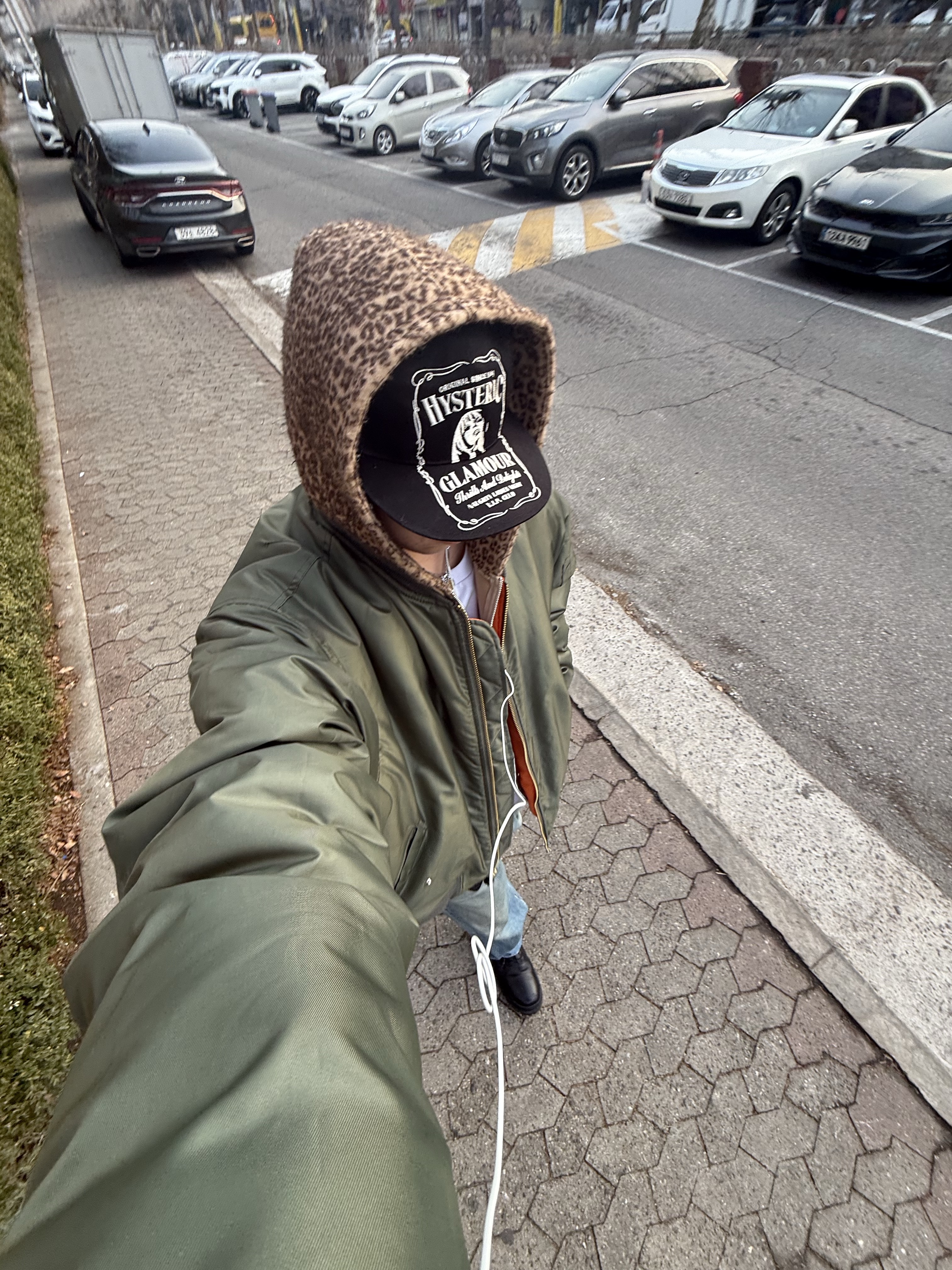 Hysteric Glamour HYS Whisky Embroidery Cap Black, Supreme Pilled Zip Up Hooded Sweatshirt Cheetah - 24FW 착용 스타일 - 1