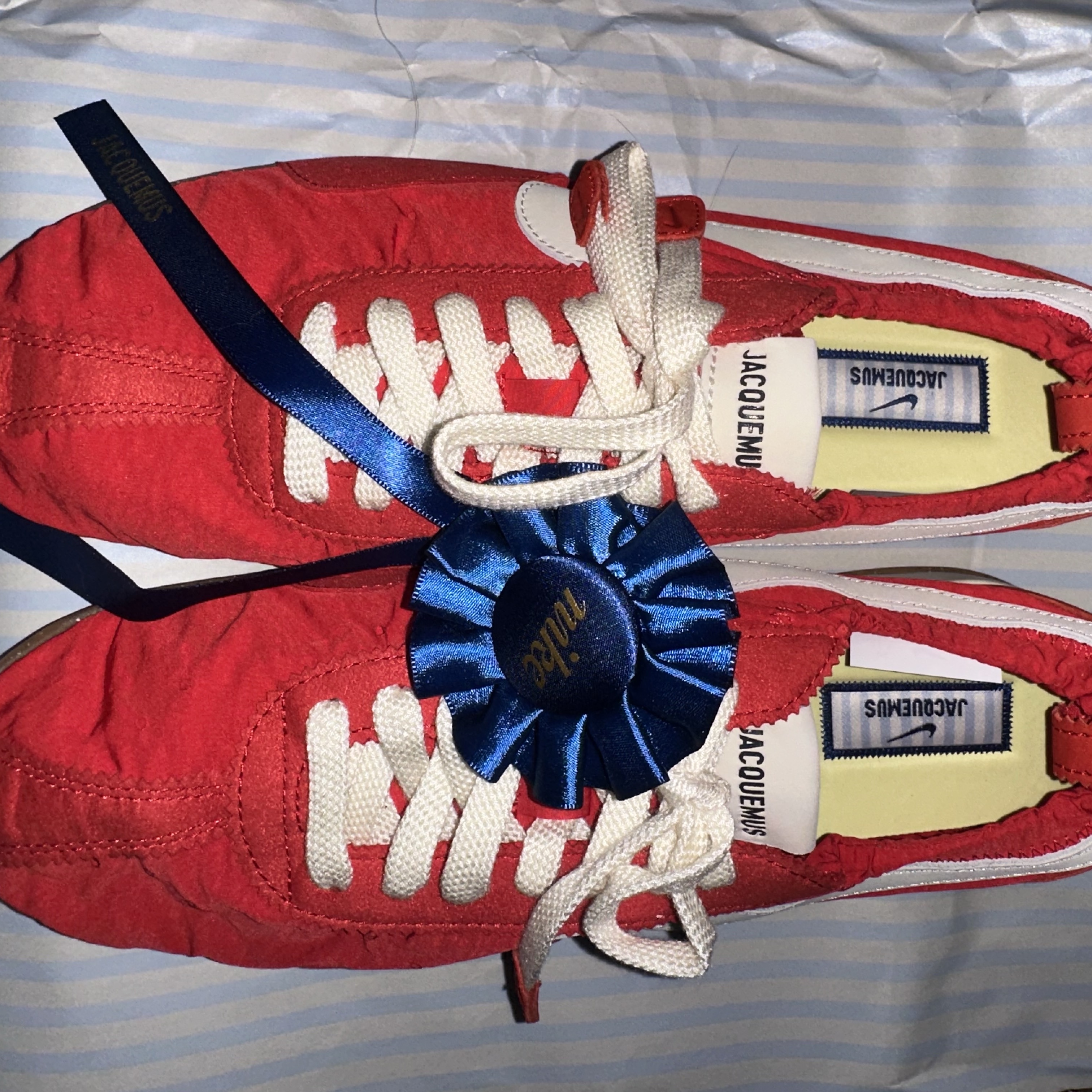 Nike x Jacquemus Moon Shoe SP University Red and Bicycle Yellow 착용 스타일