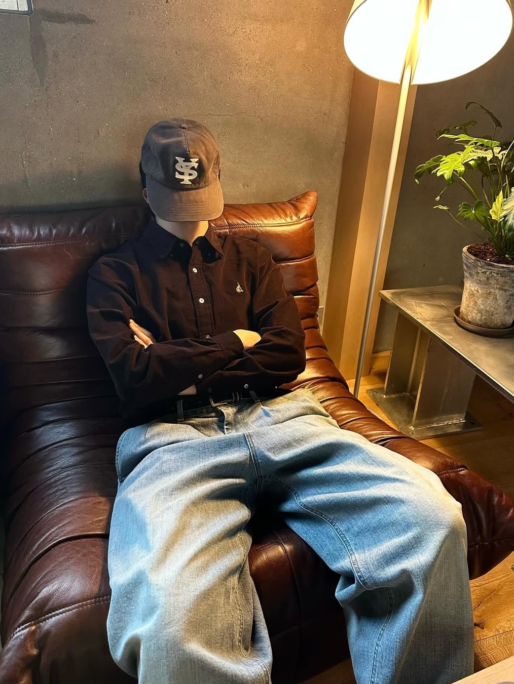 Sunday Ceremony Sy Logo 5 Panel Cotton Cap - Brown 착용 스타일 - 3