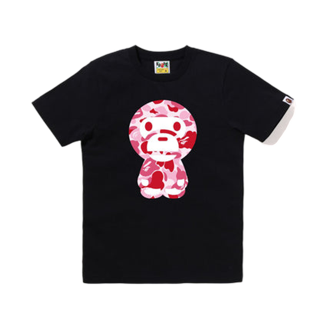 - (W) BAPE ABC Camo Big Baby Milo T-Shirt Black Pink