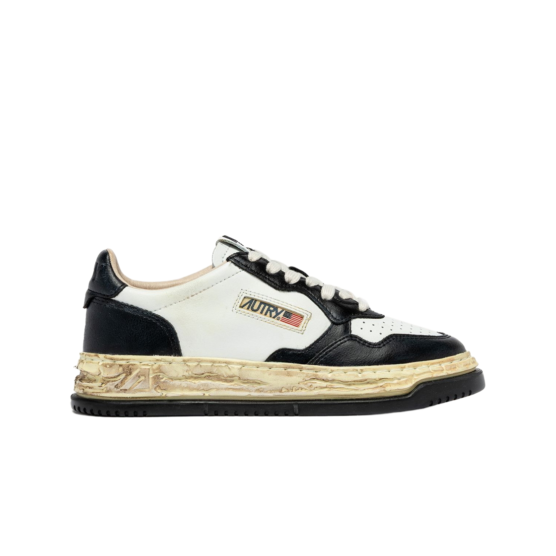 (W) 메종 미하라 야스히로 x 오트리 제너럴 스케일 메탈리스트 로우 슈퍼 빈티지 블랙 화이트((W) Maison Mihara Yasuhiro x Autry General Scale Medalist Low Super Vintage Black White) - 1