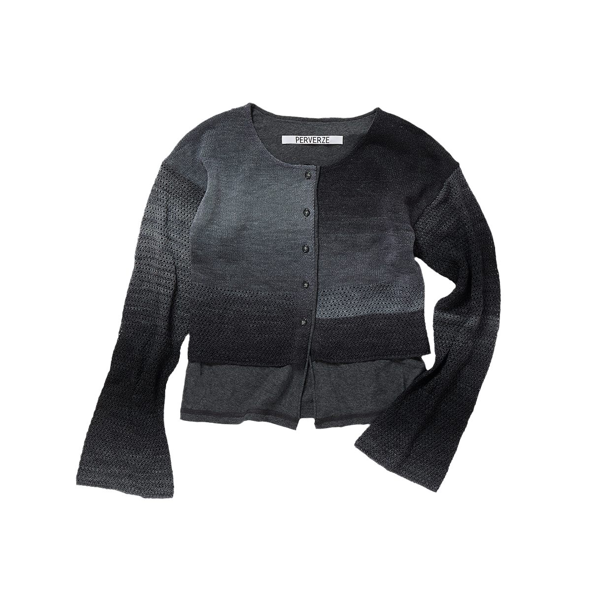 퍼버즈 우먼 더블 티 레이어드 니트 가디건 그레이 - 26SS(Perverze Women Double T Layered Knit Cardigan Gray - 26SS)