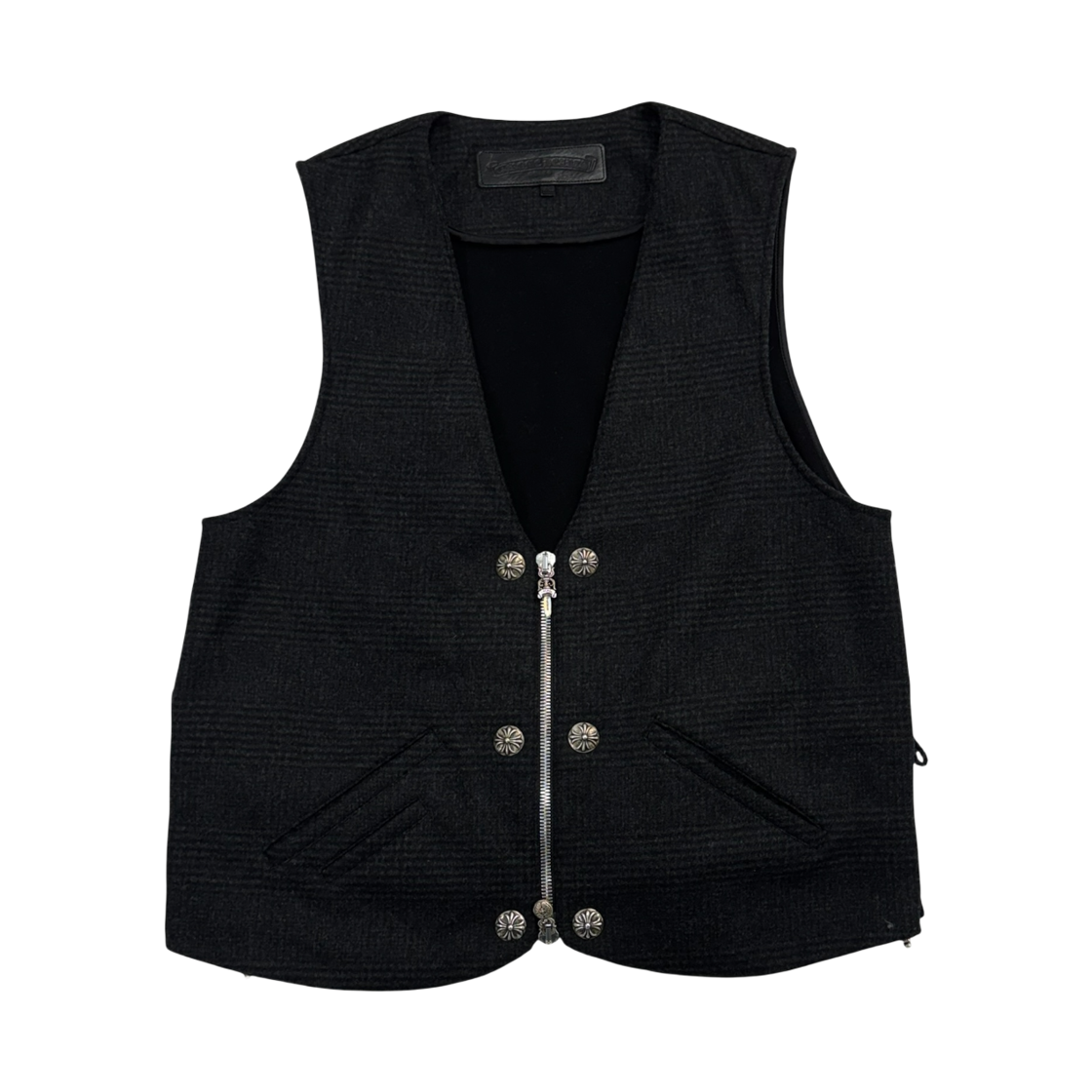 한스룸 크롬하츠 6 버튼 집 프론트 울 베스트(Hansroom Chrome Hearts 6 Botton Zip Front Wool Vest) - 1