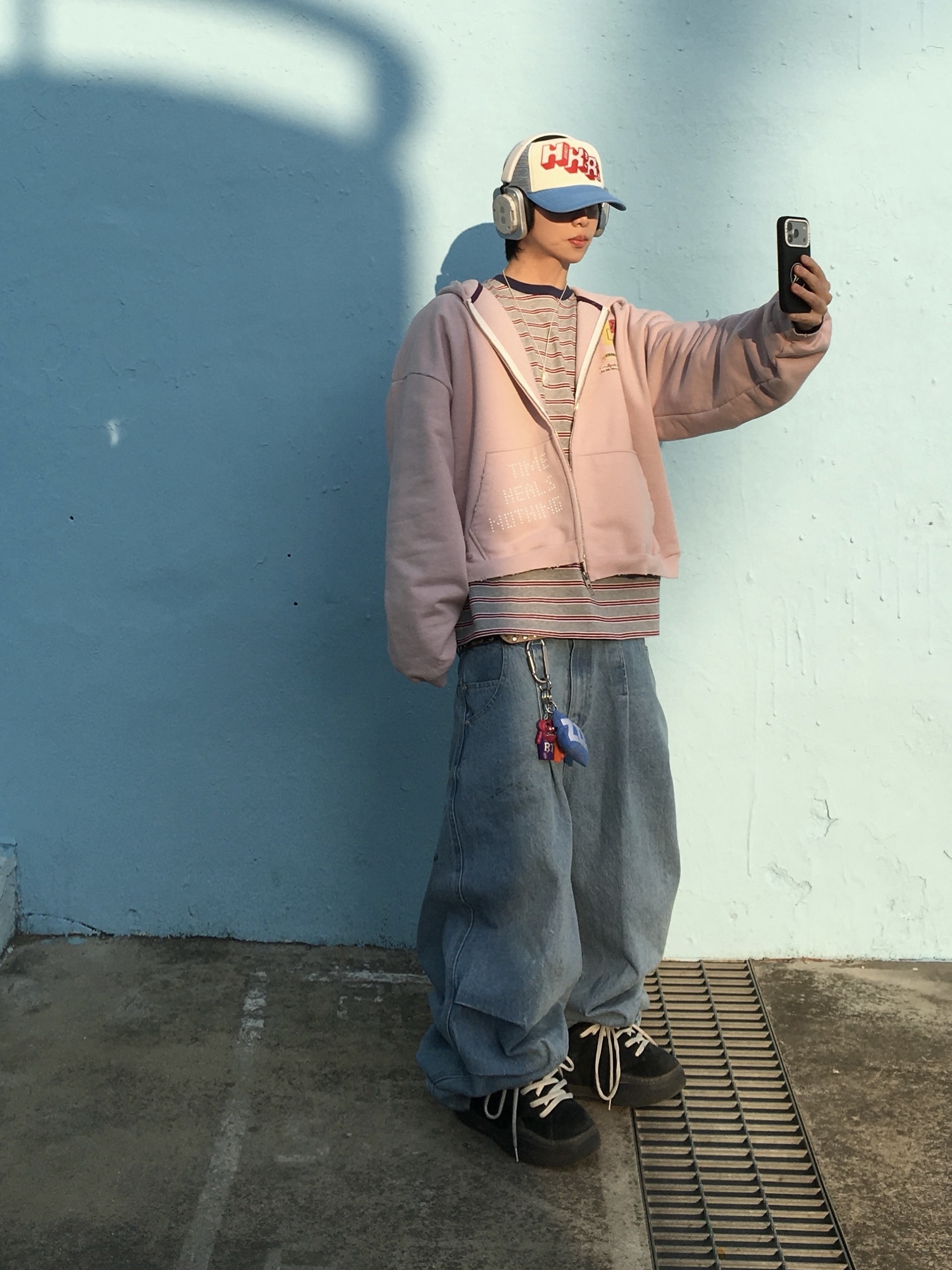 Honey Scoop House HKR Logo Trucker Cap Sky Blue, Nothing Headphone (1) White 착용 스타일 - 1