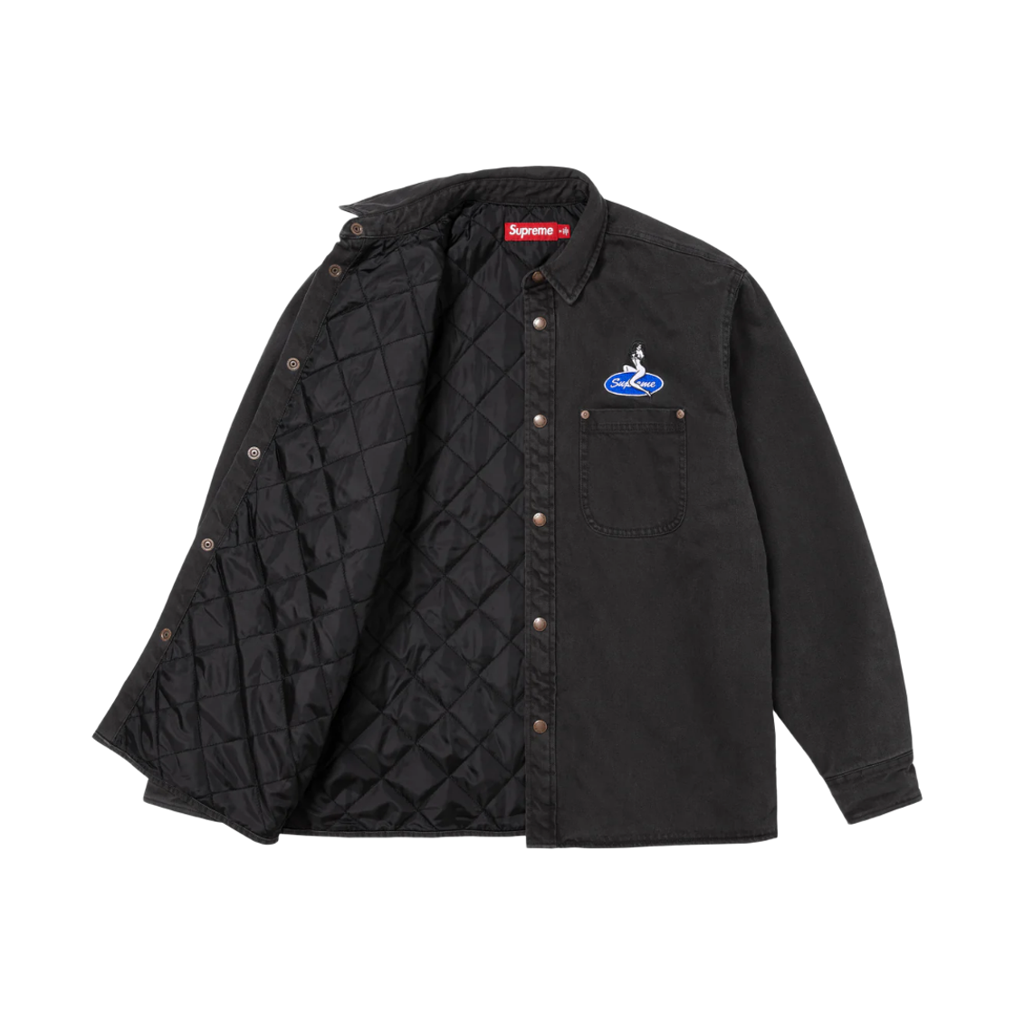 슈프림 퀼티드 라인드 데님 스냅 셔츠 워시드 블랙 - 26SS(Supreme Quilted Lined Denim Snap Shirt Washed Black - 26SS) - 2