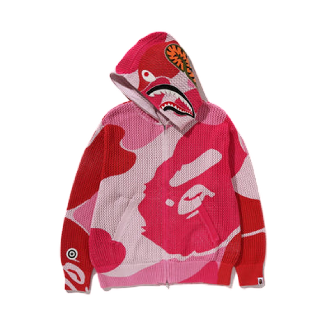 베이프 ABC 카모 크로쉐 샤크 릴렉스드 핏 풀 집 후드 핑크(BAPE ABC Camo Crochet Shark Relaxed Fit Full Zip Hoodie Pink) - 2