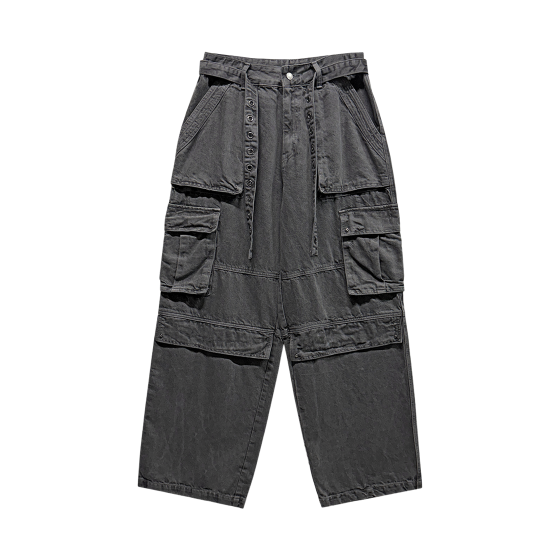 랜 아카이브 0124 아일렛 벨트 카고 팬츠 - 차콜(LAN ARCHIVE 0124 Eyelet Belt Cargo Pants - Charcoal) - 1