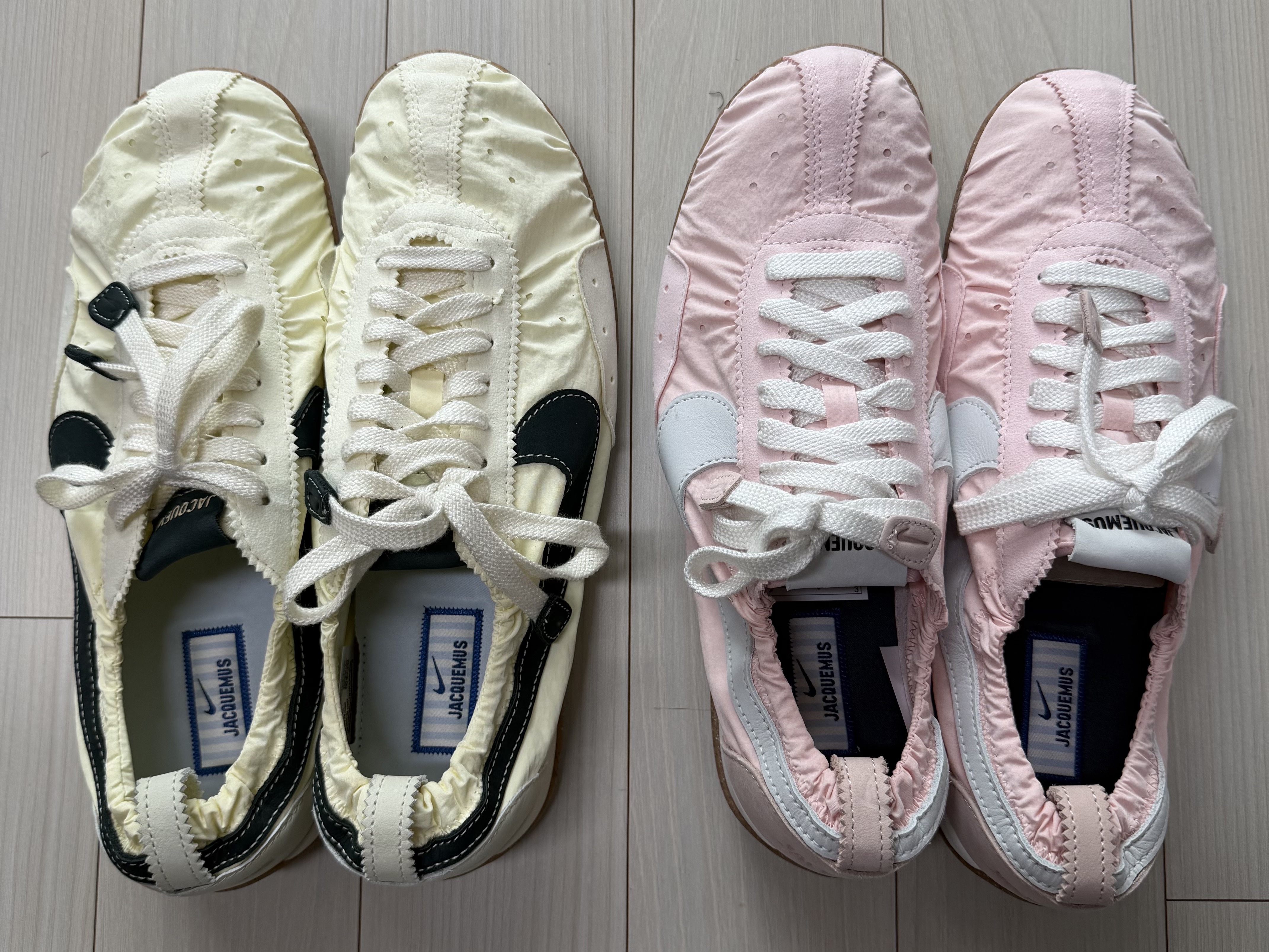 Nike x Jacquemus Moon Shoe SP Alabaster Off Noir, Nike x Jacquemus Moon Shoe SP Aluminum Pink Sail 착용 스타일