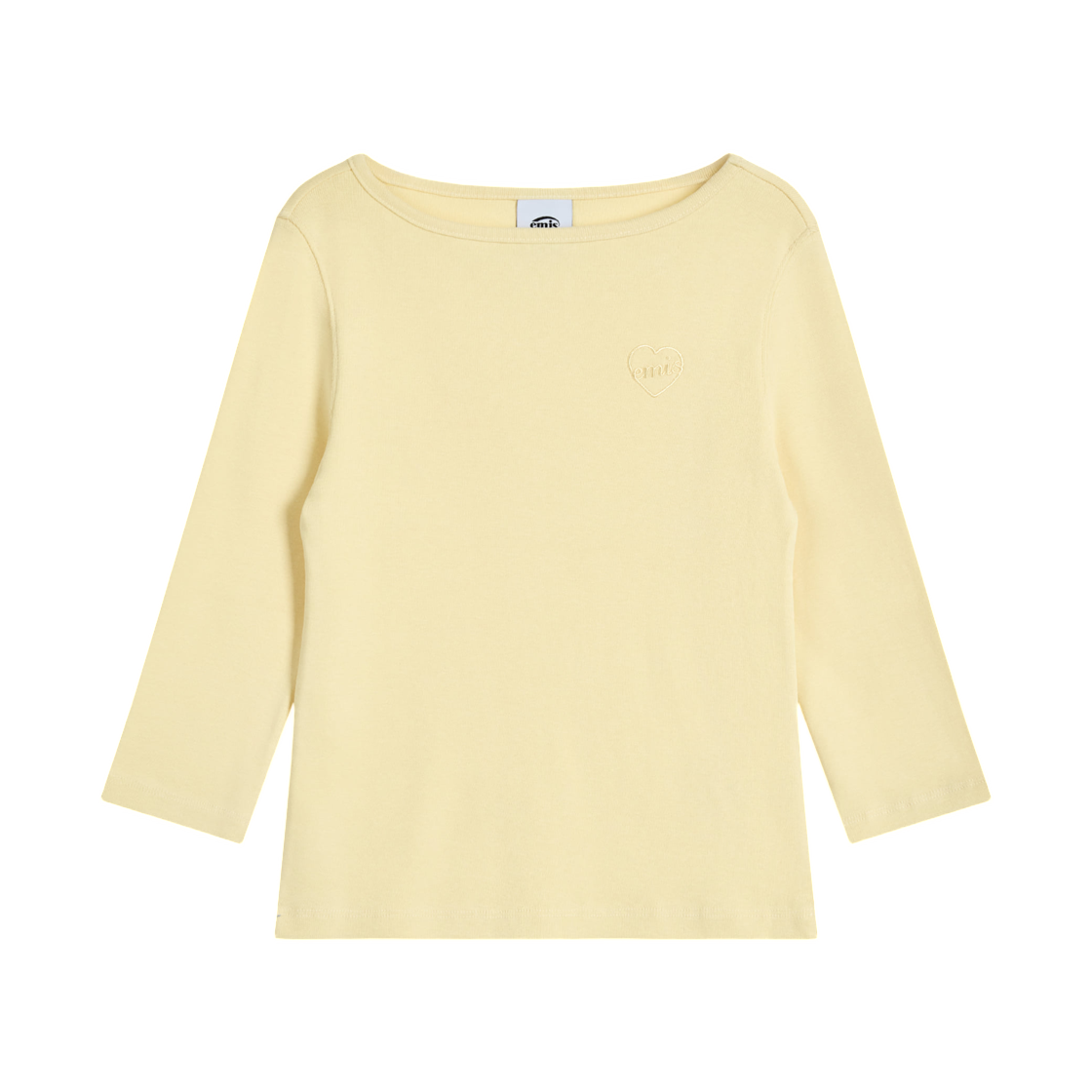 (W) 이미스 보트넥 3/4 슬리브 티셔츠 옐로우((W) Emis Boat Neck 3/4 Sleeve T-Shirt Yellow)