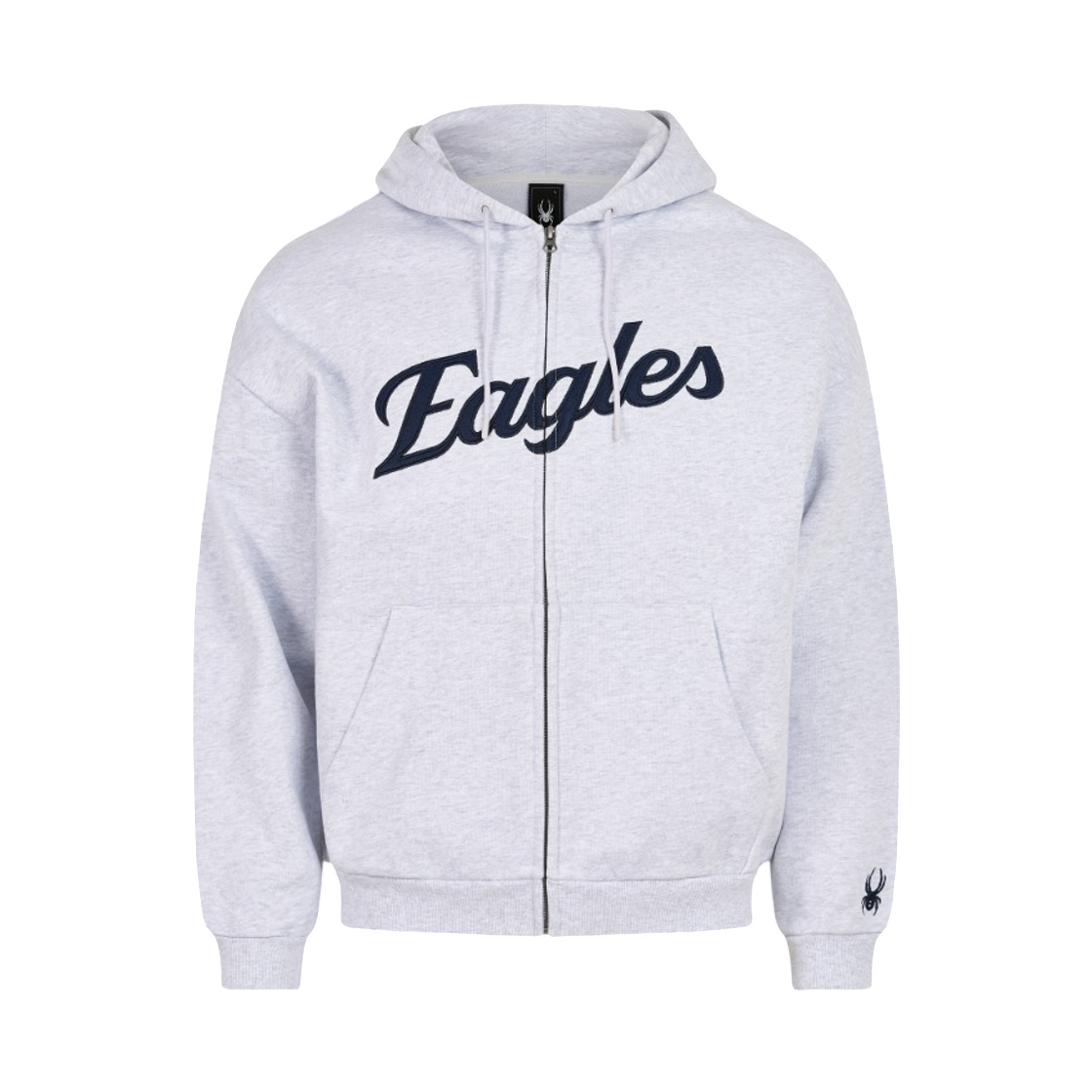 한화이글스 26 베이직 로고 후드 집업 화이트 멜란지 그레이(Hanwha Eagles 26 Basic Logo Hood Zip Up White Melange Grey)