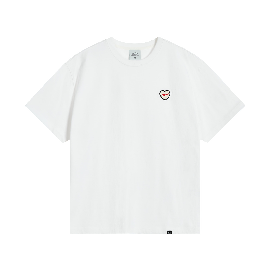 이미스 하트 러버 패치 티셔츠 화이트(Emis Heart Rubber Patch T-Shirt White) - 1