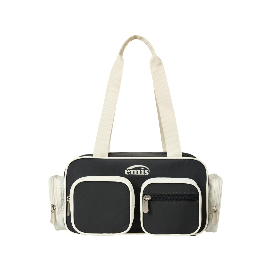 - Emis Nylon Color Block Shoulder Bag Charcoal