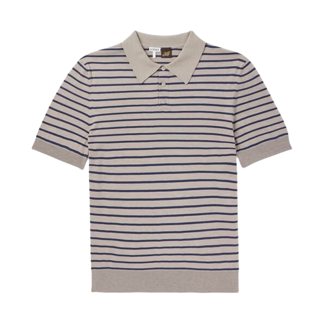 로에베 스트라이프 코튼 폴로 스웨터 그레이 네이비 블루(Loewe Striped Polo Sweater in Cotton Grey Navy Blue)