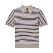 Loewe Striped Polo Sweater in Cotton Grey Navy Blue