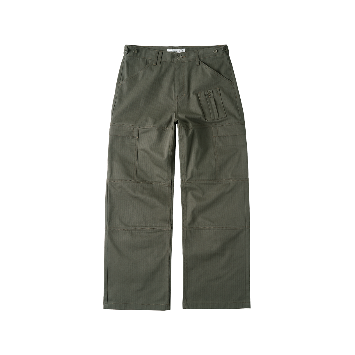 조우 4 패널 카고 포켓 헤링본 트윌 팬츠카키(CHOWOO 4 Panel Cargo Pockets Herringbone Twill Pants Khaki)
