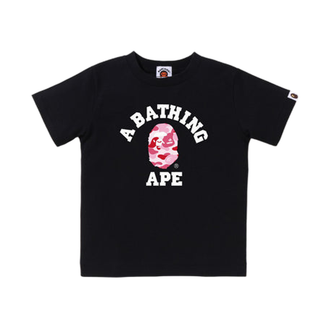 (키즈) 베이프 ABC 카모 컬리지 티셔츠 블랙 핑크((Kids) BAPE ABC Camo College T-Shirt Black Pink) - 1