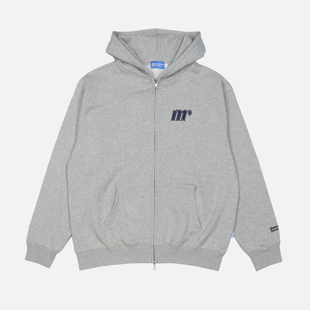 맨하탄 레코즈 로고 집업 후디 - 그레이(Manhattan Records Logo Zip Up Hoodie - Grey) - 2
