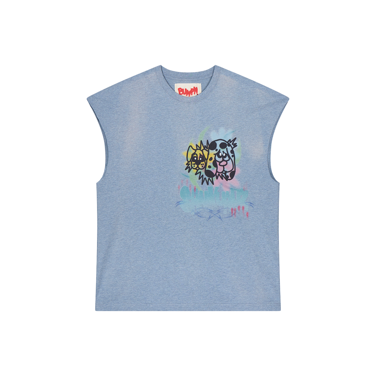 산쿠안즈 B26SSUTA0102 그래픽 슬리브리스 블루 - 26SS(Sankuanz B26SSUTA0102 Graphic Sleeveless Blue - 26SS)