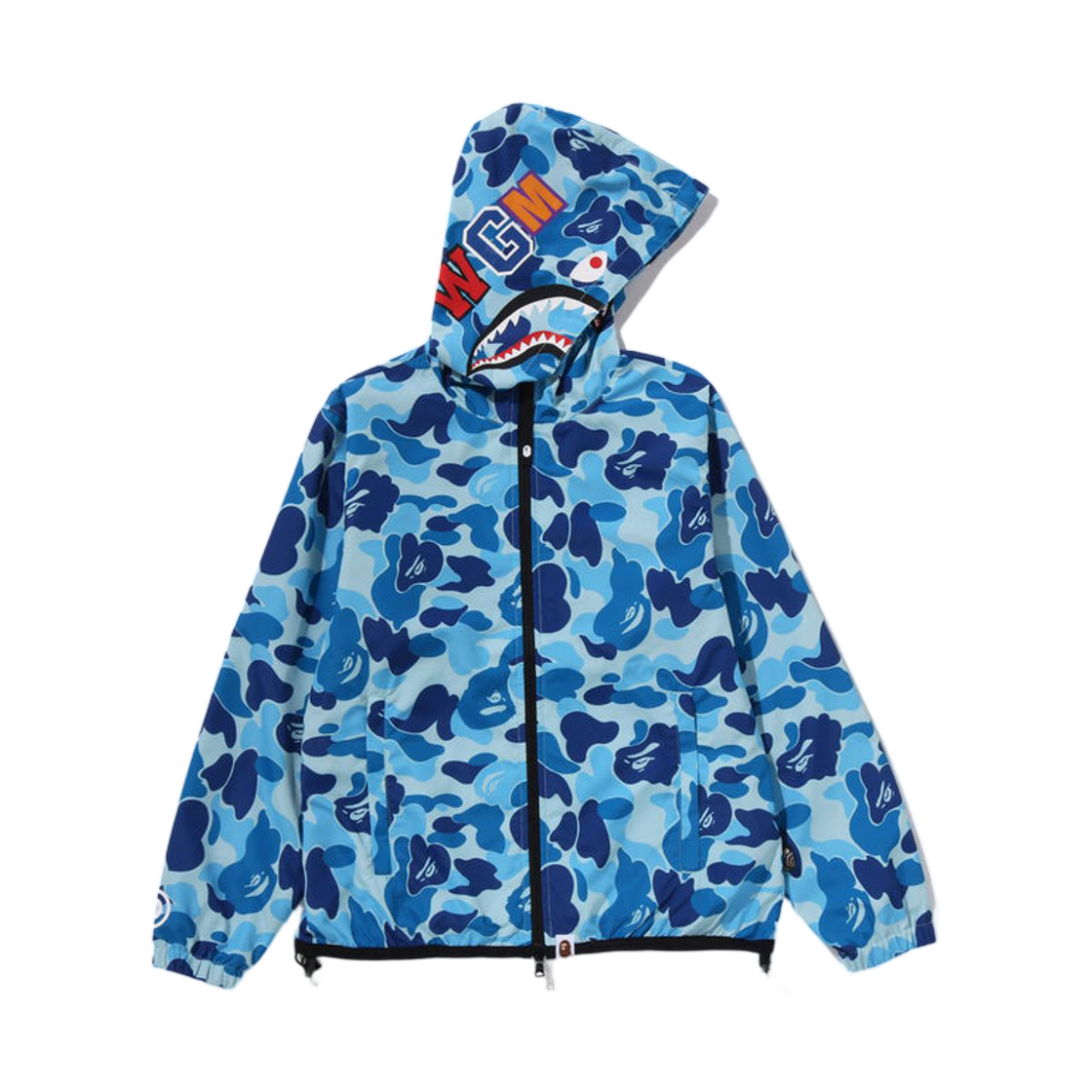 (W) 베이프 ABC 카모 샤크 후드 자켓 블루((W) BAPE ABC Camo Shark Hoodie Jacket Blue)