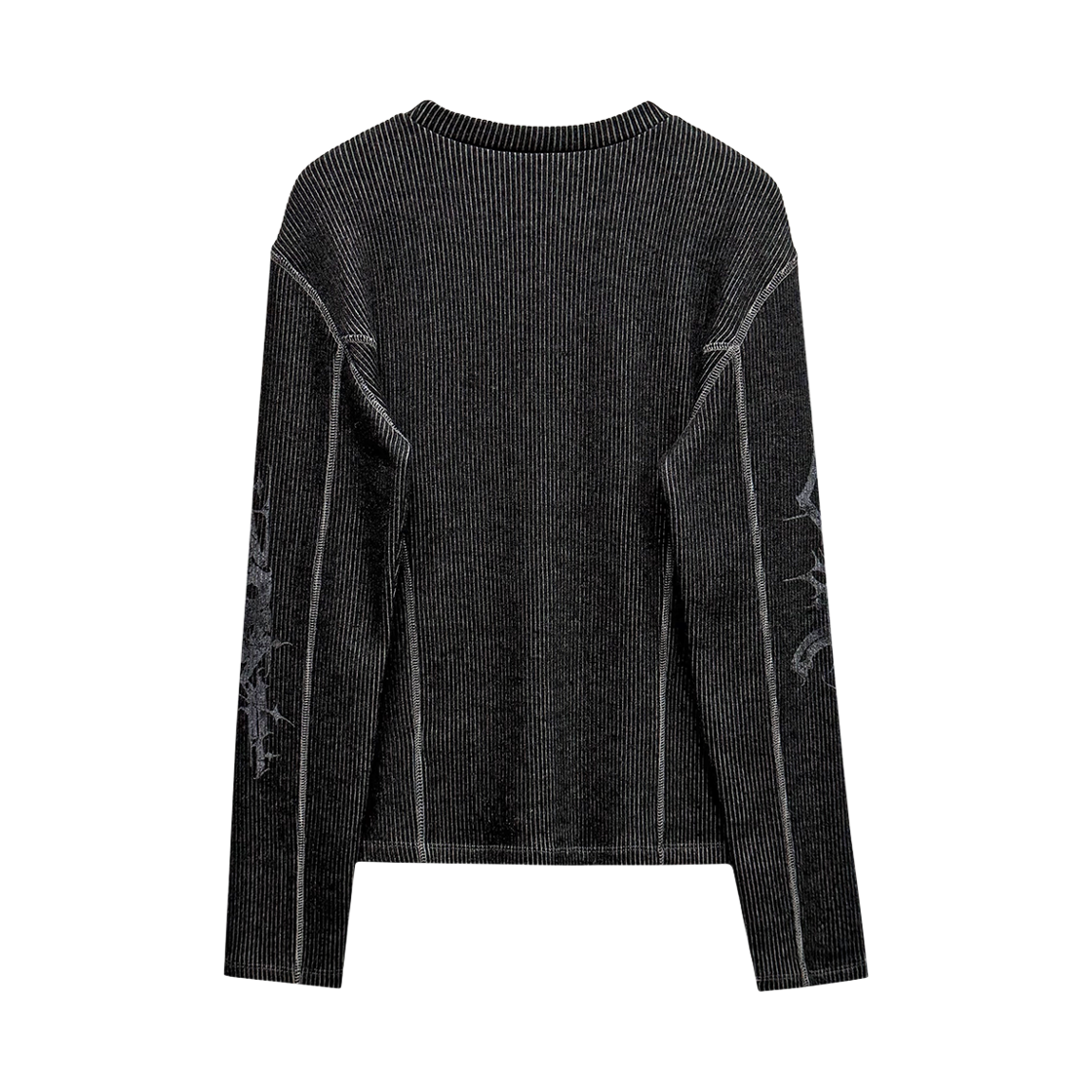 랜 아카이브 0107 건 그래픽 리브드 슬림 롱슬리브 - 차콜(LAN ARCHIVE 0107 Gun Graphic Ribbed Slim Long Sleeve - Charcoal) - 2