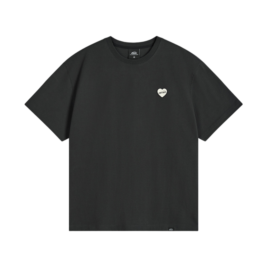 이미스 하트 러버 패치 티셔츠 블랙(Emis Heart Rubber Patch T-Shirt Black)