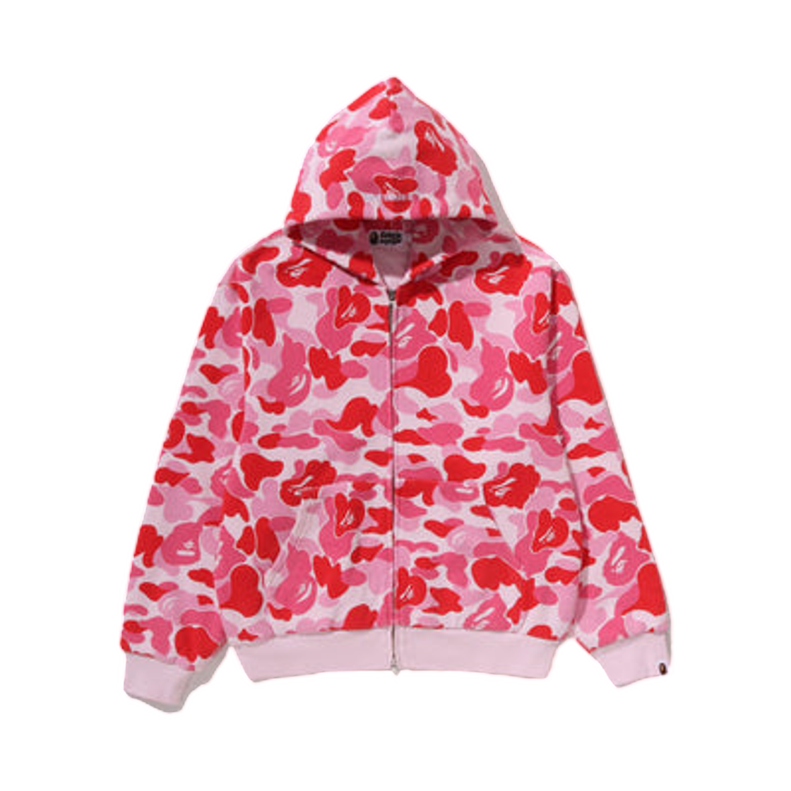 - BAPE ABC Camo Heavy Wash Cropped Fit Zip Hoodie Pink