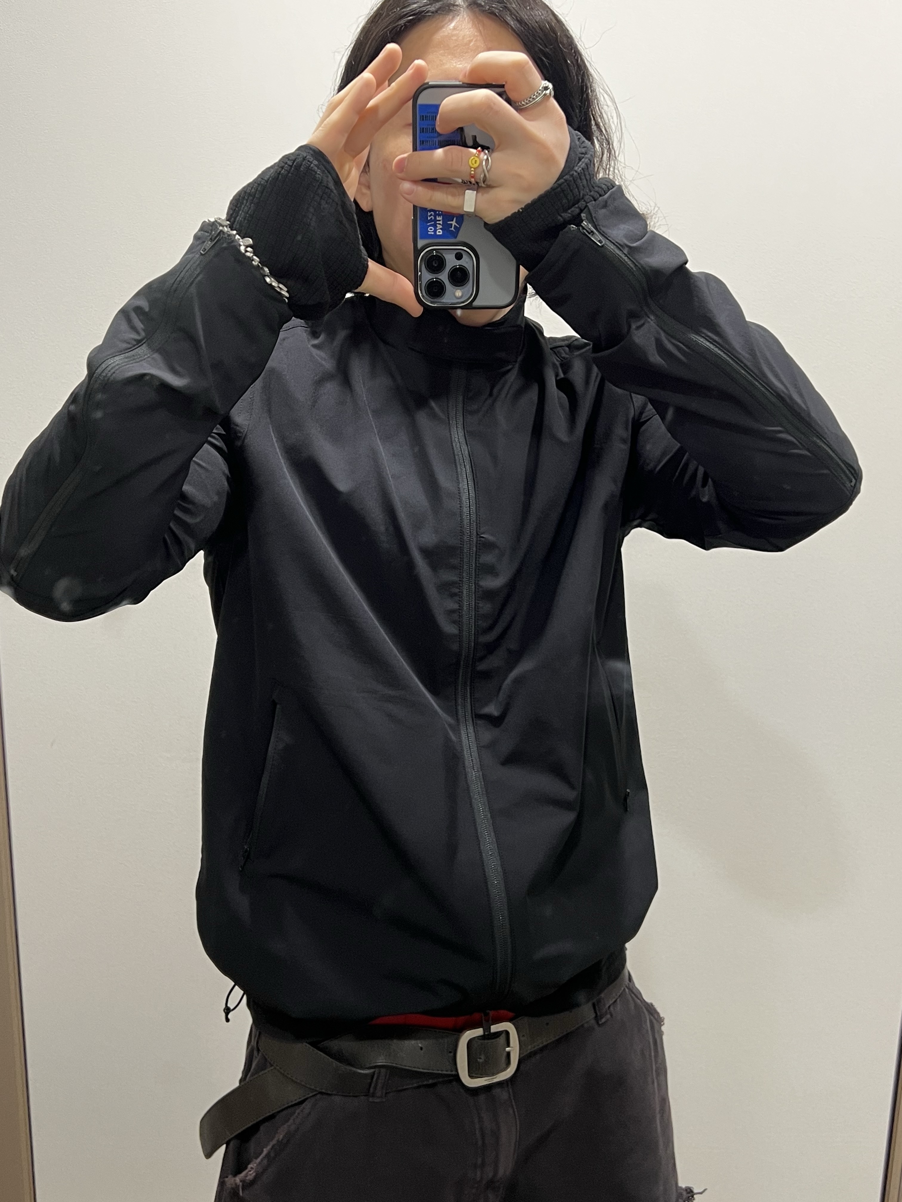 Undermycar Air Nylon Hybrid Jacket Black, Undermycar MU.128 Original Logo Cracked Leather Belt Silver / Black 착용 스타일 - 1