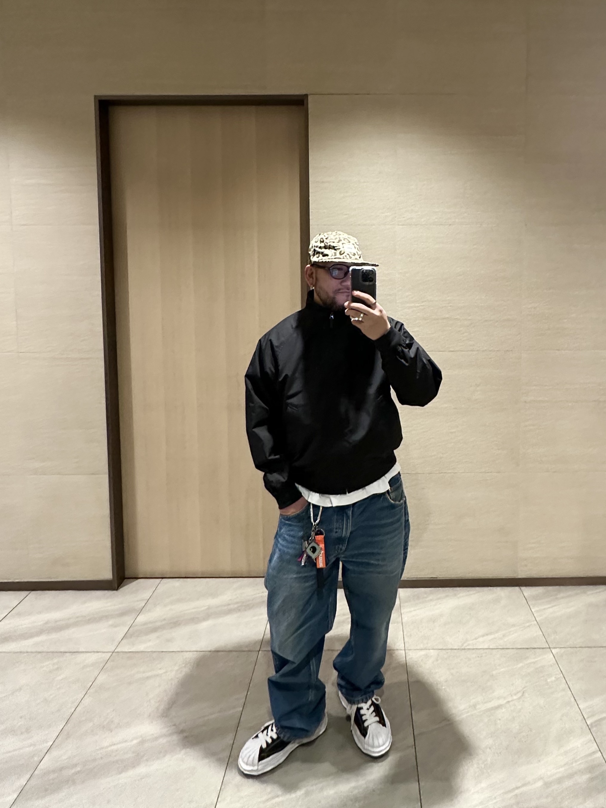 Maison Mihara Yasuhiro Blakey OG Sole Canvas Low-top Sneakers Black White, Supreme Ripstop Keychain Orange - 24SS 착용 스타일 - 5