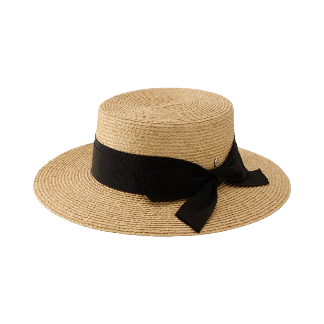 HAT52346 (W) Helen Kaminski Dulani Raffia Braid Boater Natural Black