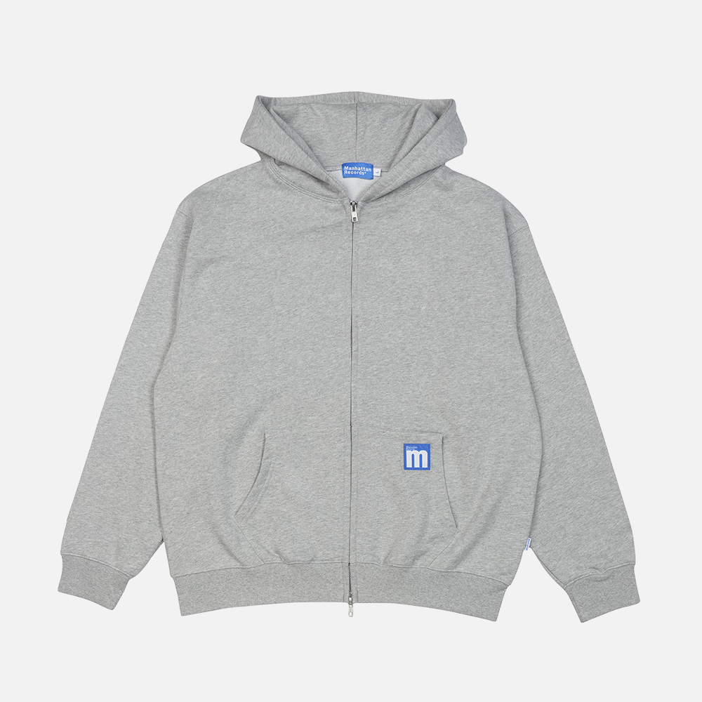 맨하탄 레코즈 라인 로고 집업 후디 - 그레이(Manhattan Records Line Logo Zip Up Hoodie - Grey) - 2
