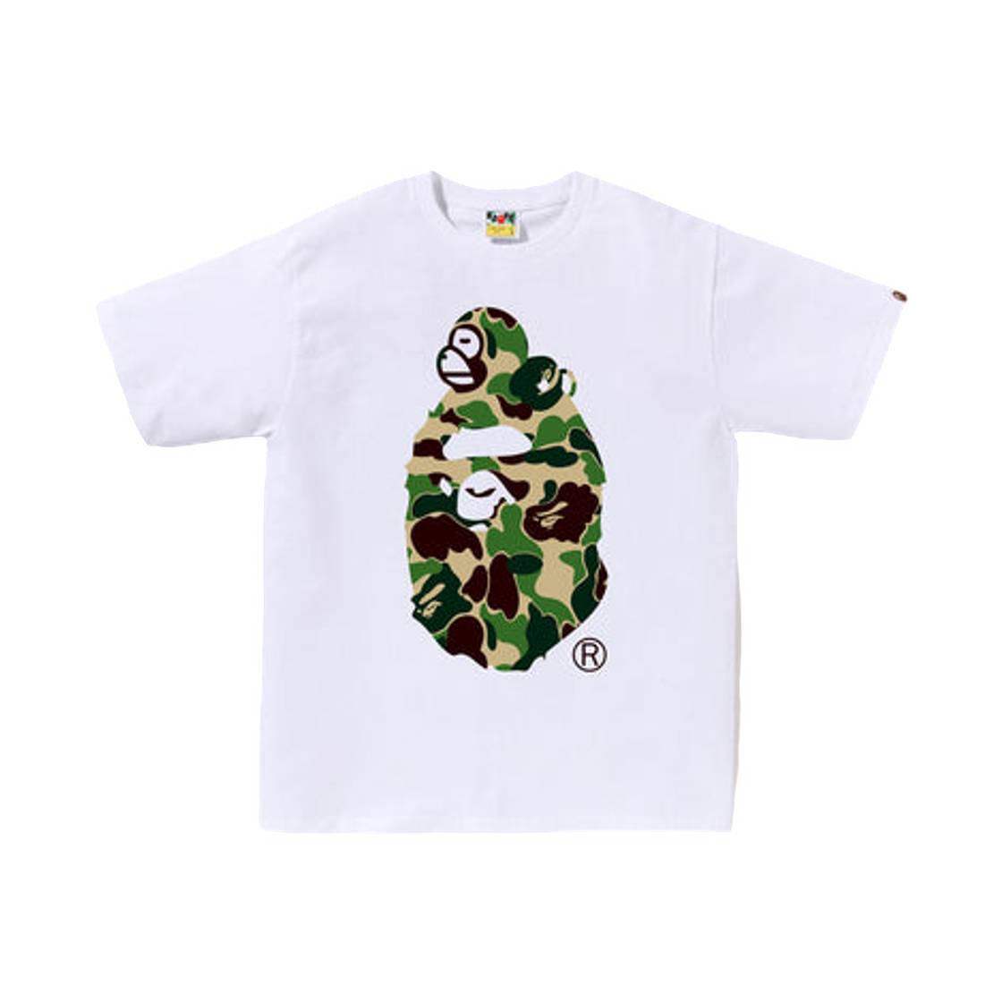베이프 ABC 카모 마일로 온 빅 에이프 티셔츠 화이트 그린(BAPE ABC Camo Milo On Big Ape T-Shirt White Green)