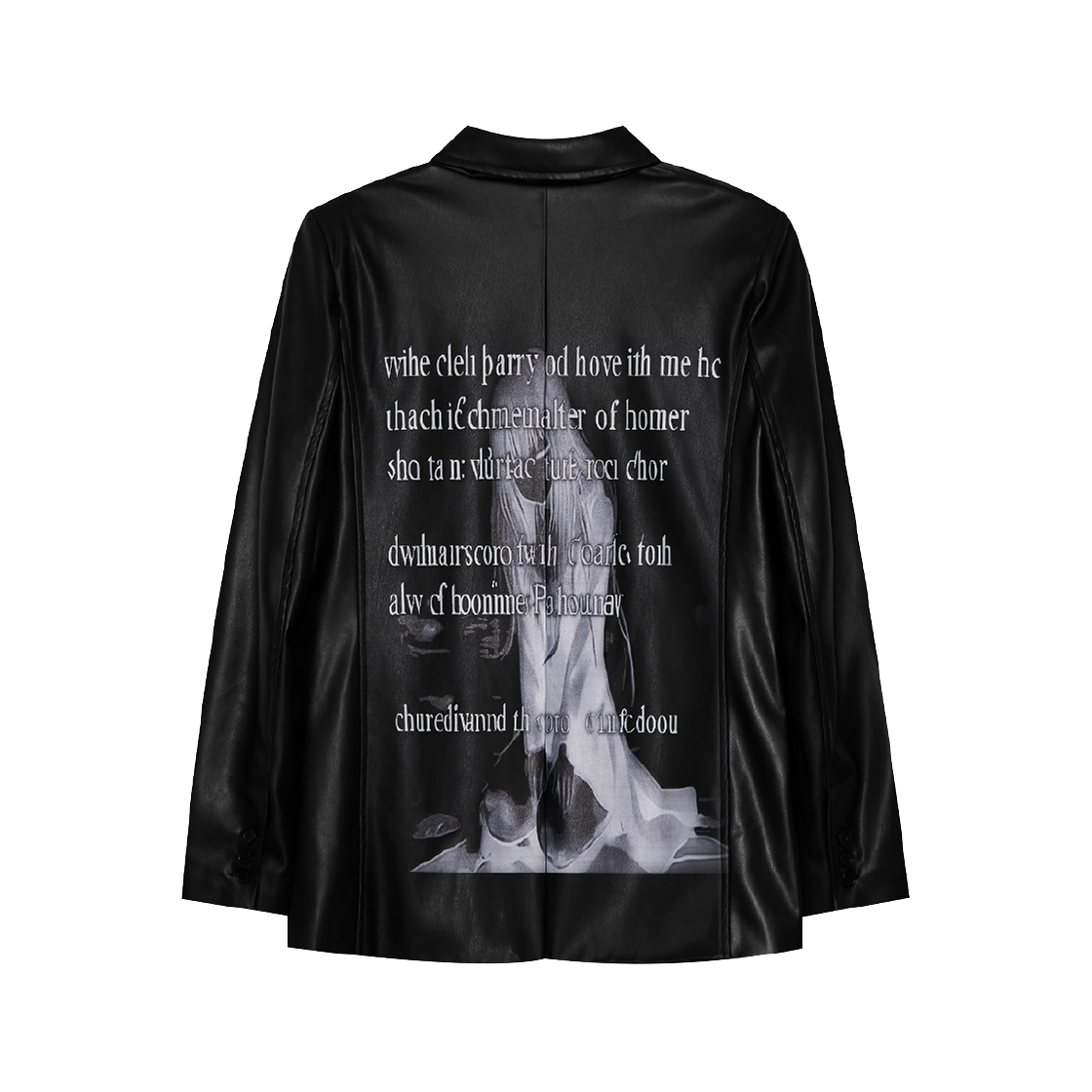 Bonnae-183 Bonnae Faux Leather Blazer Black