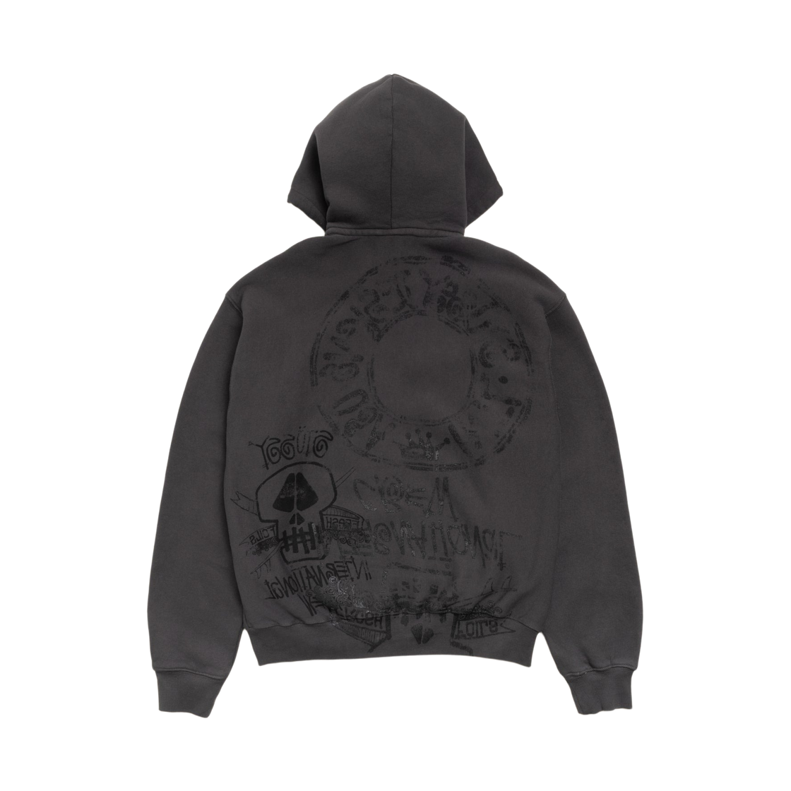 스투시 스컬 피그먼트 다이드 집 후드 페이디드 블랙(Stussy Skulls Pigment Dyed Zip Hoodie Faded Black) - 2