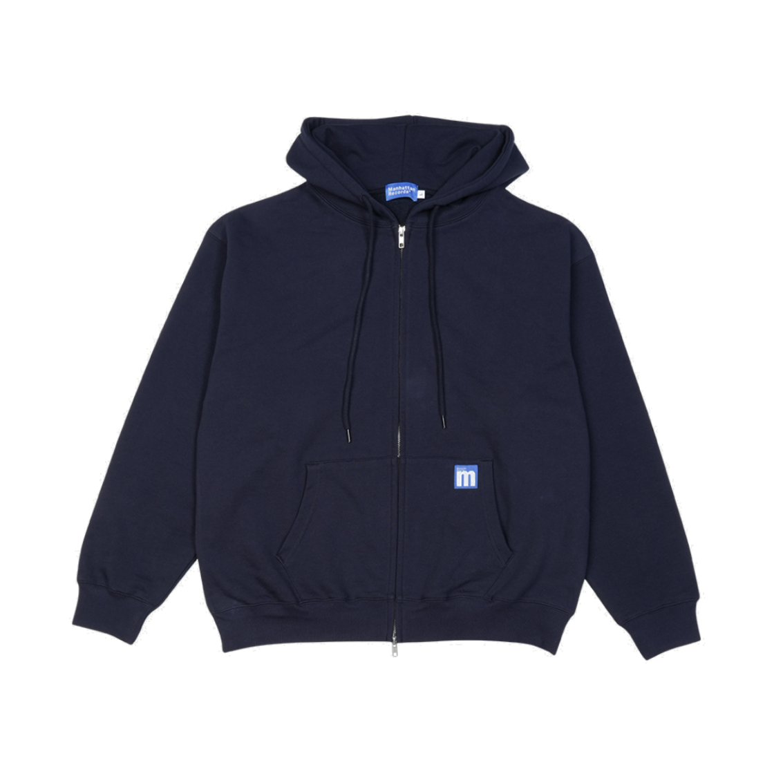 맨하탄 레코즈 라인 로고 집업 후디 - 네이비