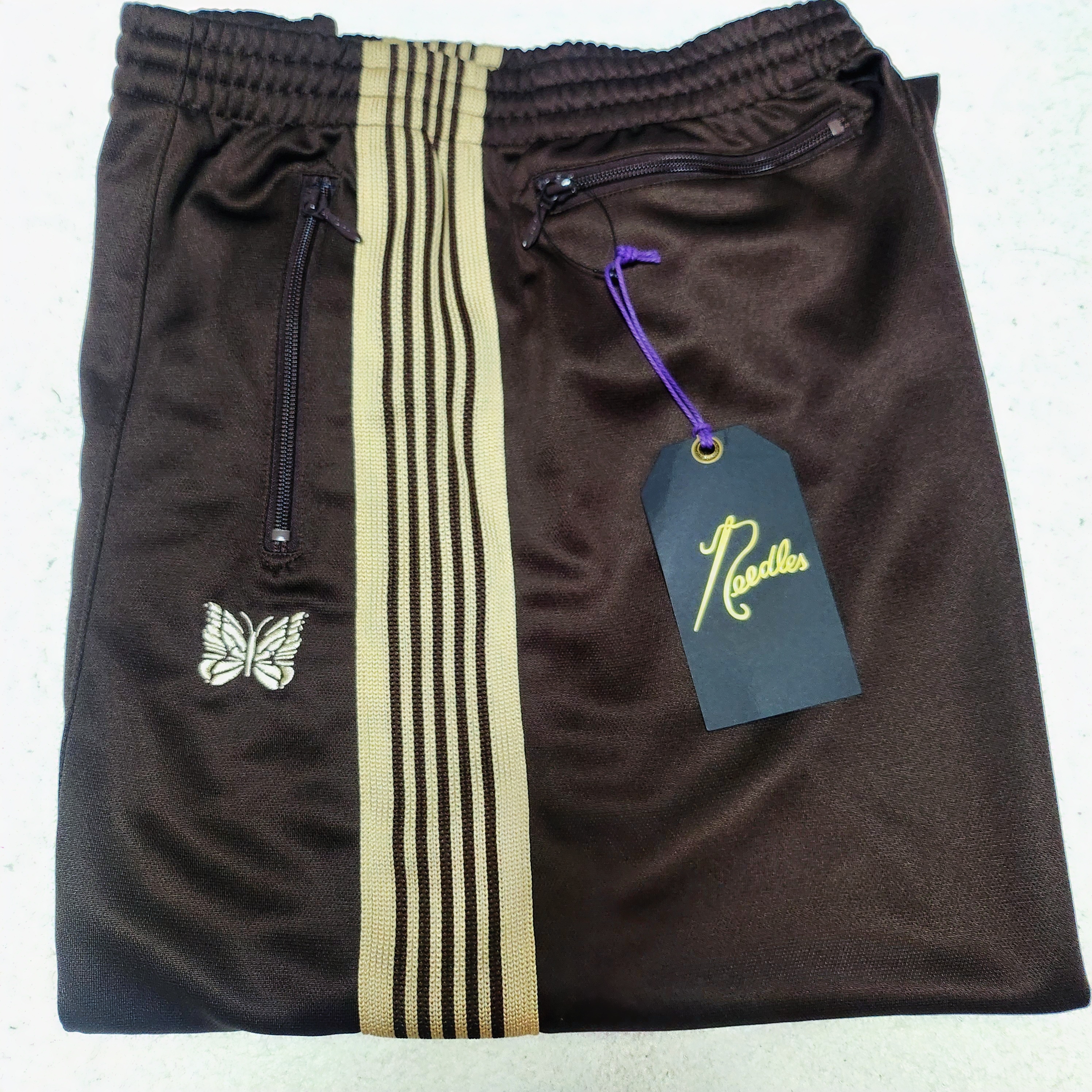 Needles x LHP H.D. Track Pants Poly Smooth Brown 착용 스타일