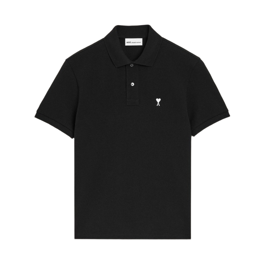 아미 스몰 하트 로고 코튼 숏슬리브 폴로 셔츠 블랙 화이트 크림(AMI de Coeur Cotton Short Sleeve Polo Shirt Black White Cream) - 1