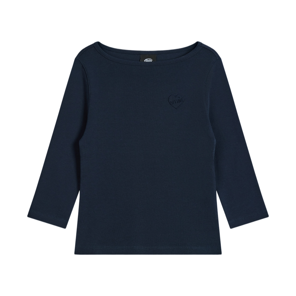 (W) 이미스 보트넥 3/4 슬리브 티셔츠 네이비((W) Emis Boat Neck 3/4 Sleeve T-Shirt Navy)