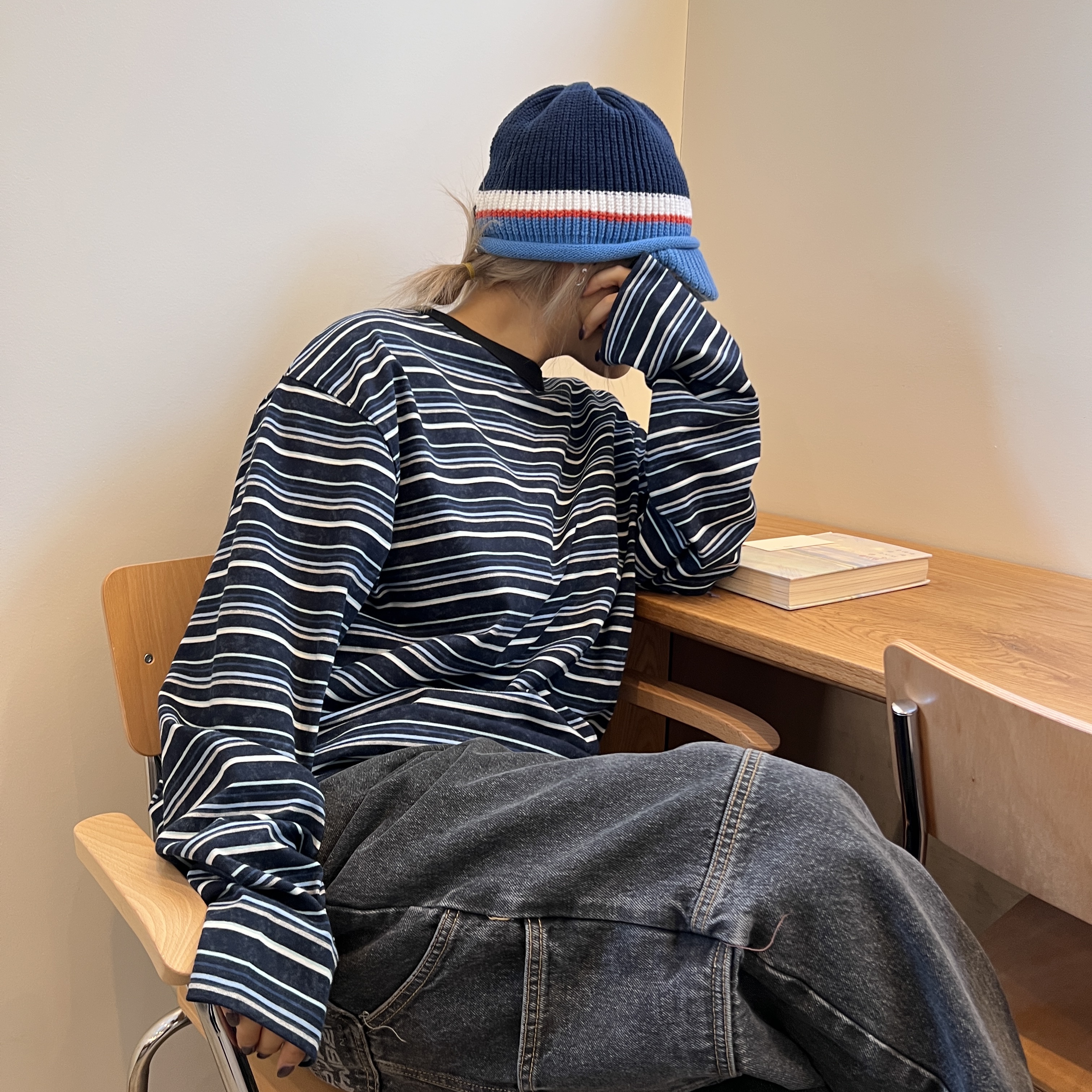SPORT CHAMBER SC Transition T-shirt NAVY, SPORT CHAMBER SC Glide Knit Cap NAVY 착용 스타일 - 3