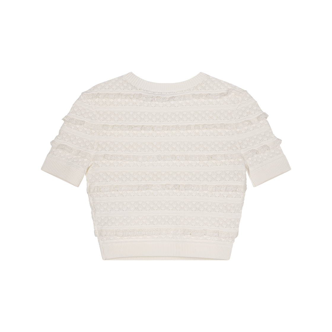 셀프 포트레이트 우먼 화이트 포인텔 니트 탑 화이트 - 26SS(Self Portrait Women White Pointelle Knit Top White - 26SS) - 2