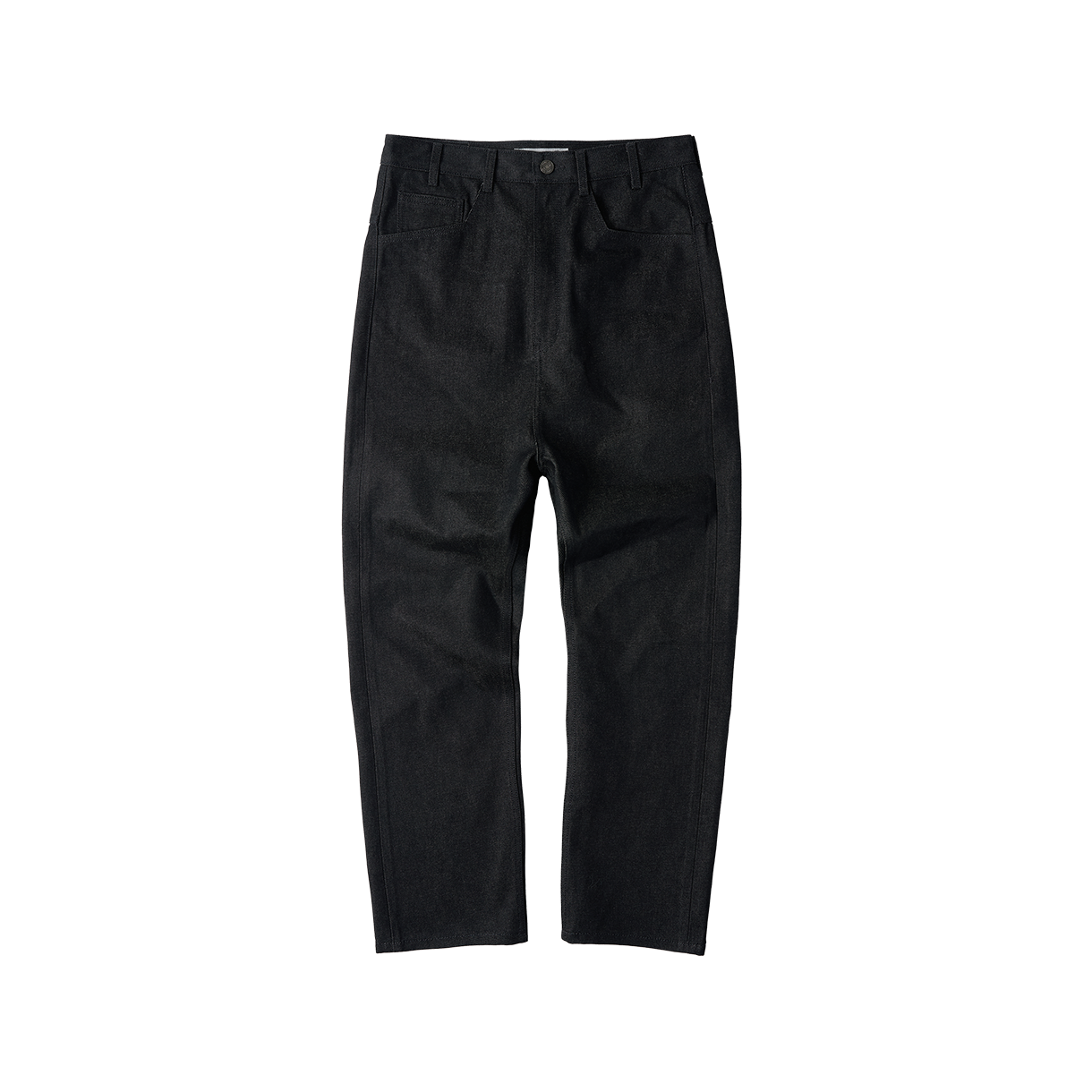 조우 네츄럴 하이웨이스트 배기 핏 데님 팬츠 블랙(CHOWOO Natural High Waist Baggy Fit Denim Pants Black)