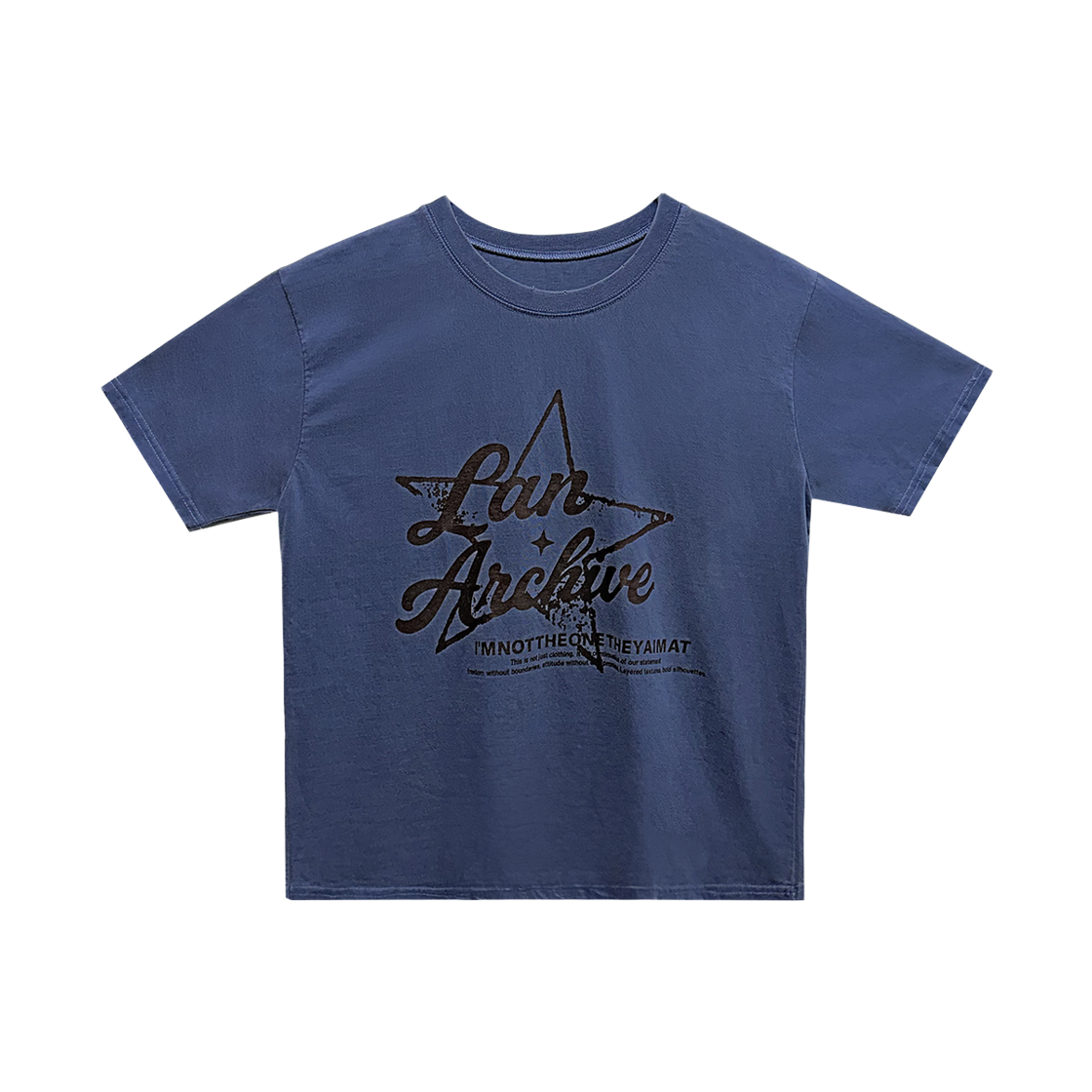 랜 아카이브 0095 랜 스타 로고 피그먼트 티셔츠 - 네이비(LAN ARCHIVE 0095 Lan Star Logo Pigment T-Shirt - Navy)